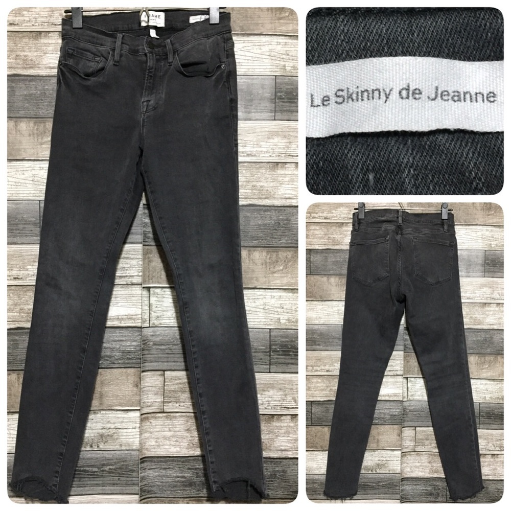 Frame Denim Le Skinny De Jeanne Jeans Women’s 28 Gray Raw Hem (Inseam 28)